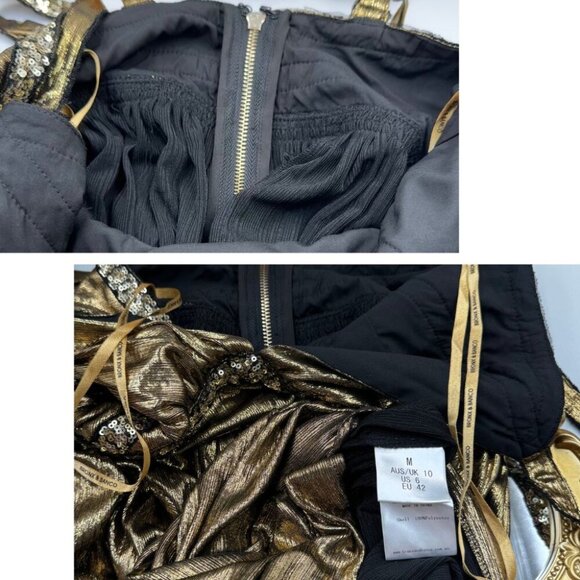 🆕 BRONX & BANCO 🧿 NWOT Star Metallic Maxi Dress w Dramatic Slits - Sz S US 4 - Picture 15 of 16